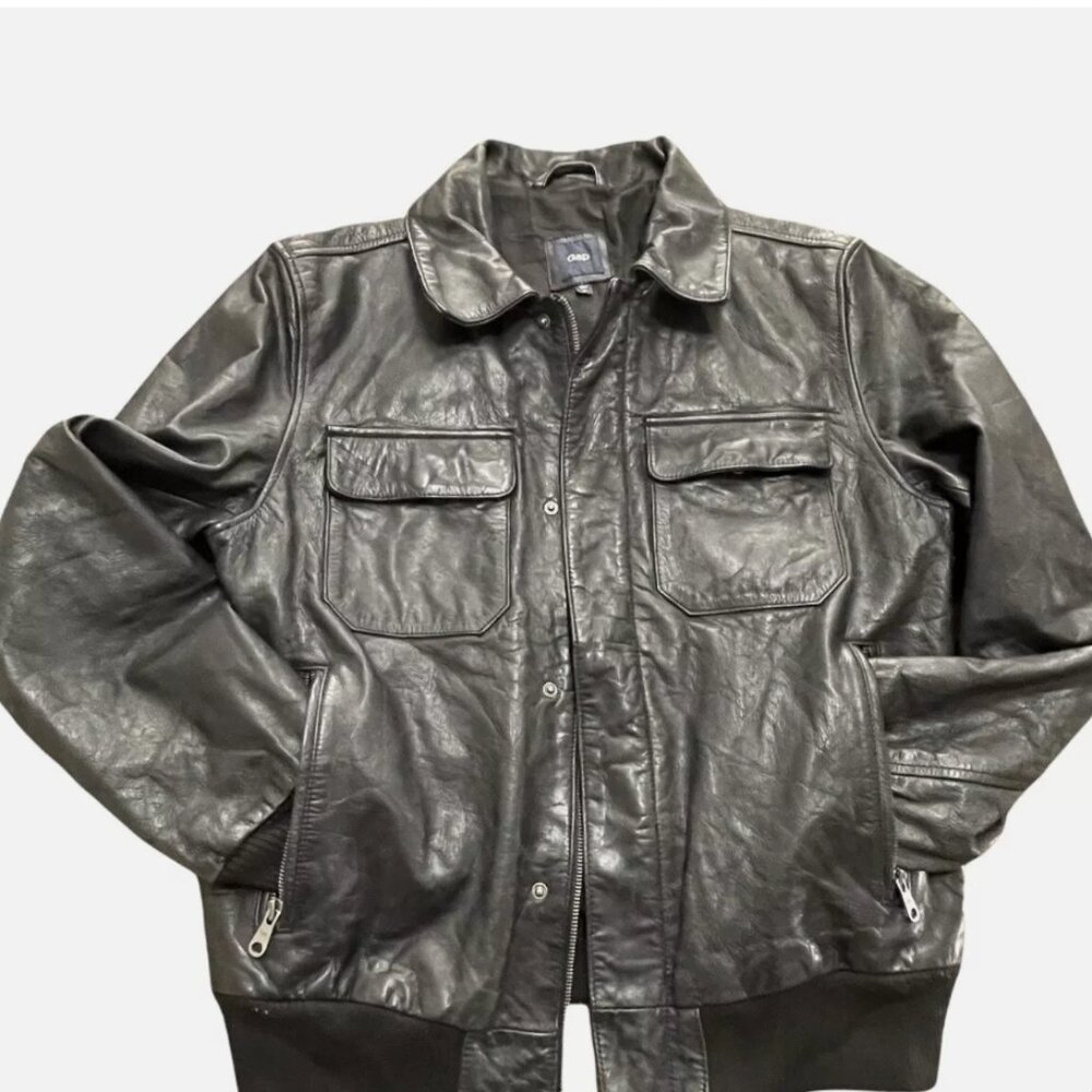 VTG GAP Genuine Leather Jacket Size M Pre Owned Good Con
